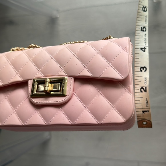 Quilted Pink Jelly Purse with Gold Chain Strap - Picture 12 of 12